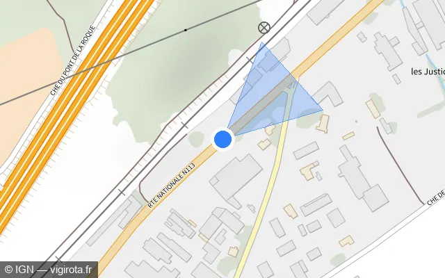 Vue plan de l'emplacement du radar tourelle à Bernis sur N 113