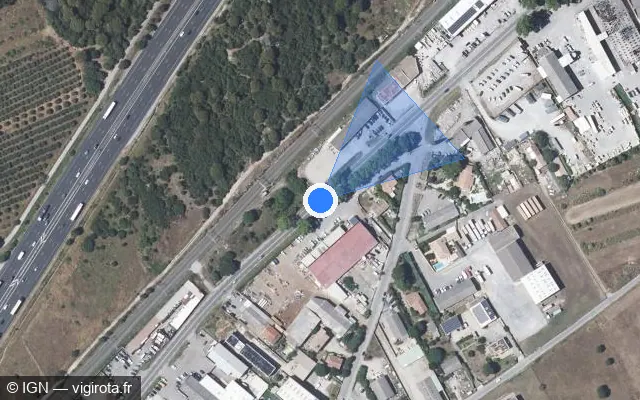 Vue satellite de l'emplacement du radar tourelle à Bernis sur N 113