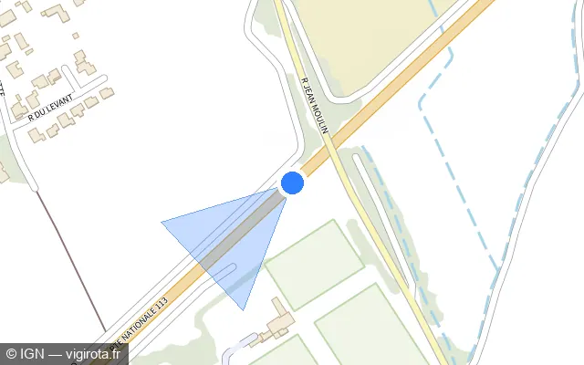 Vue plan de l'emplacement du radar tourelle à Uchaud sur N 113