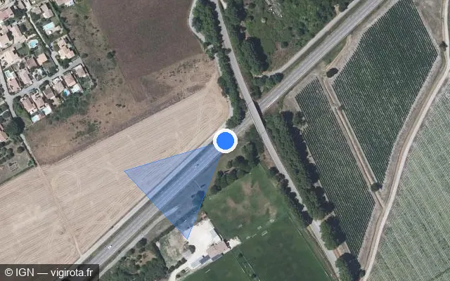 Vue satellite de l'emplacement du radar tourelle à Uchaud sur N 113