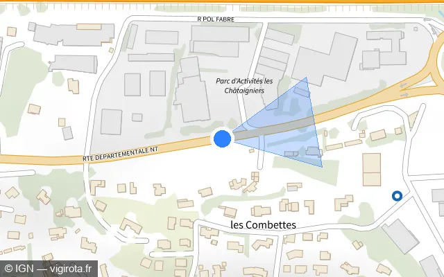 Vue plan de l'emplacement du radar tourelle à Le Muy sur D N7