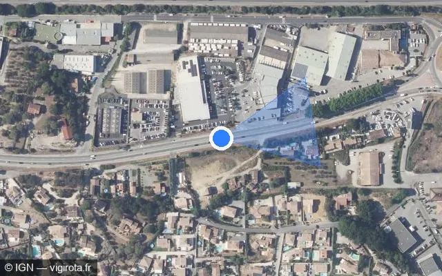 Vue satellite de l'emplacement du radar tourelle à Le Muy sur D N7
