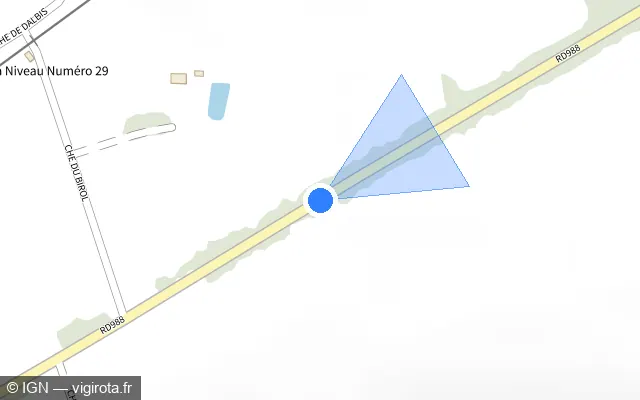 Vue plan de l'emplacement du radar tourelle à Montans sur D 988