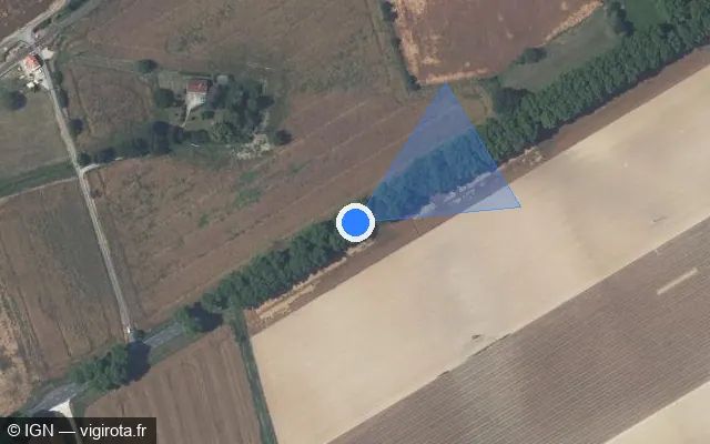 Vue satellite de l'emplacement du radar tourelle à Montans sur D 988