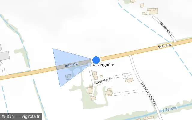 Vue plan de l'emplacement du radar tourelle à Montgaillard sur Route d'Albi / D 999