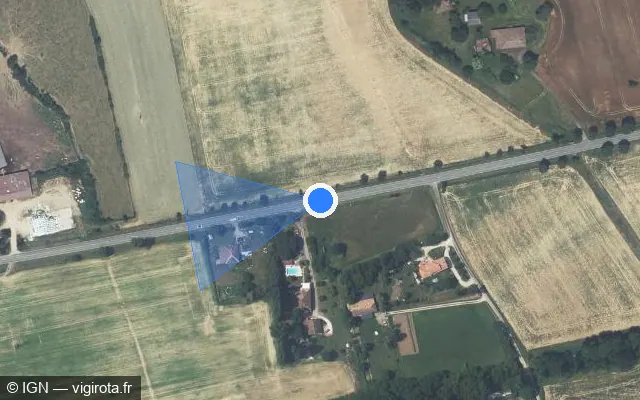 Vue satellite de l'emplacement du radar tourelle à Montgaillard sur Route d'Albi / D 999