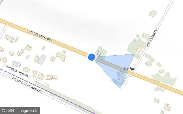 Vue plan de l'emplacement du radar tourelle à Orgueil sur Route de Montauban / D 930
