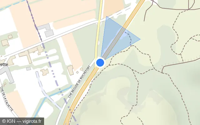 Vue plan de l'emplacement du radar tourelle à Les Angles sur D 6580