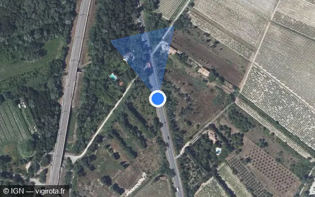 Vue satellite de l'emplacement du radar tourelle à Pujaut sur Route de Bagnols / D 6580