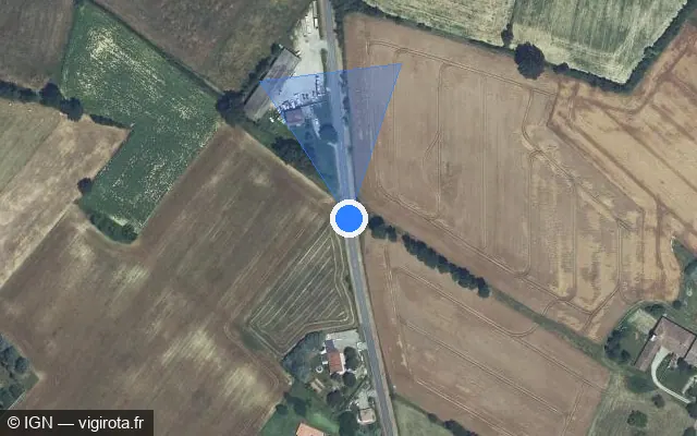 Vue satellite de l'emplacement du radar tourelle à Villeneuve-lès-Bouloc sur Route de Fronton / D 4