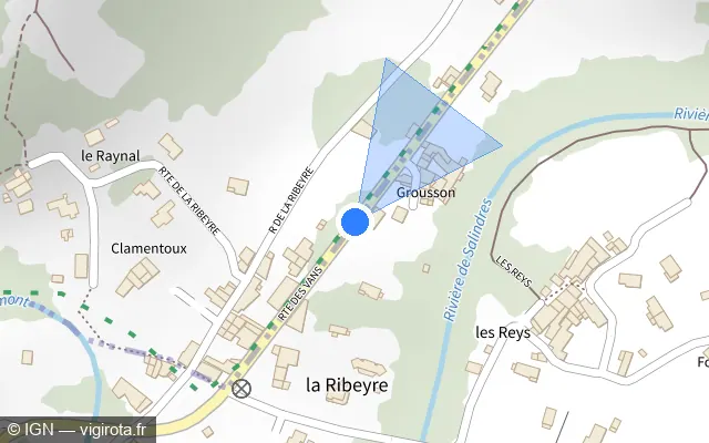 Vue plan de l'emplacement du radar tourelle à Les Assions sur Route des Vans / D 104a