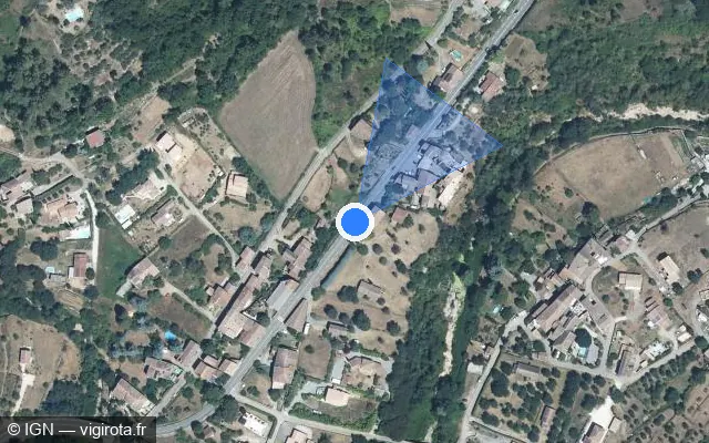 Vue satellite de l'emplacement du radar tourelle à Les Assions sur Route des Vans / D 104a