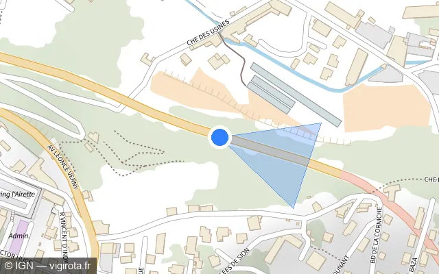 Vue plan de l'emplacement du radar tourelle à Aubenas sur N 102
