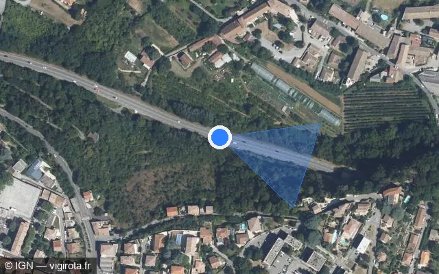 Vue satellite de l'emplacement du radar tourelle à Aubenas sur N 102