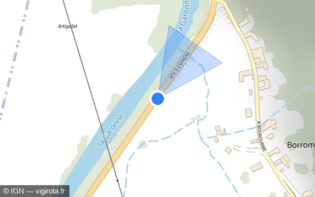 Vue plan de l'emplacement du radar tourelle à Luscan sur N 125