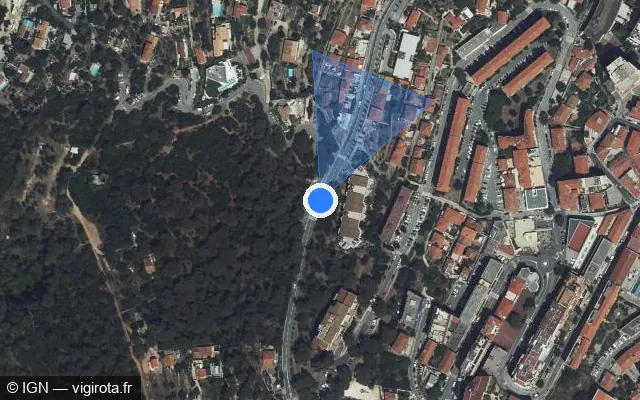 Vue satellite de l'emplacement du radar tourelle à Beausoleil sur Avenue Prince Rainier III Monaco / D 6007