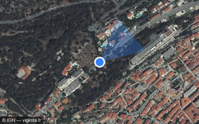 Vue satellite de l'emplacement du radar tourelle à Beausoleil sur Avenue Prince Rainier III Monaco / D 6007
