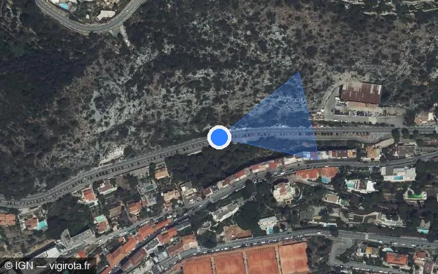 Vue satellite de l'emplacement du radar tourelle à Beausoleil sur Avenue Président Kennedy / D 6007