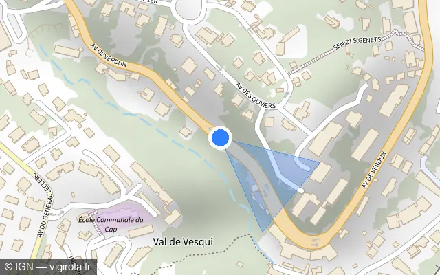 Vue plan de l'emplacement du radar tourelle à Roquebrune-Cap-Martin sur Avenue de Verdun / D 6007
