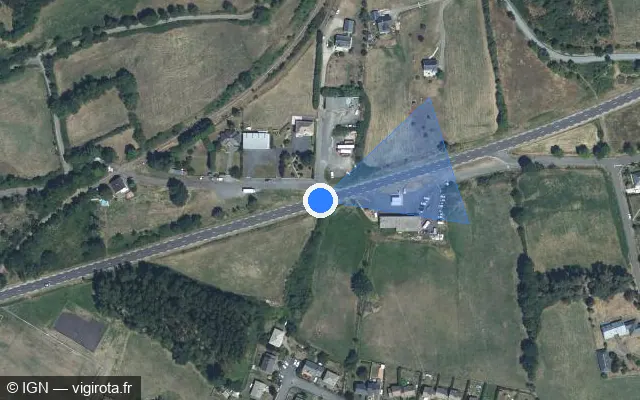 Vue satellite de l'emplacement du radar tourelle à Neussargues-Moissac sur N 122