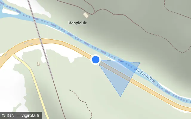 Vue plan de l'emplacement du radar tourelle à Bassignac sur D 922