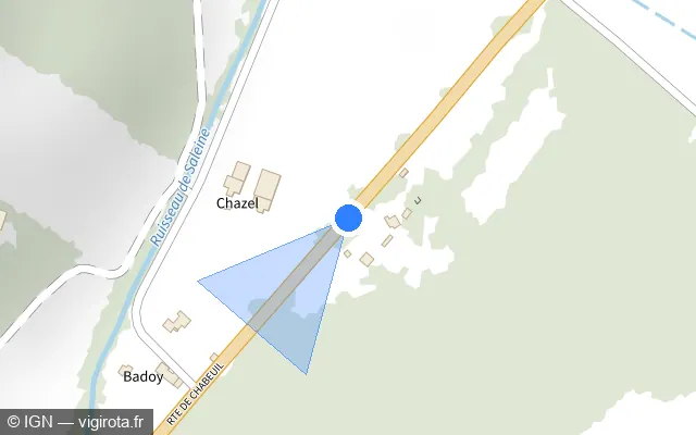 Vue plan de l'emplacement du radar tourelle à Crest sur D 538
