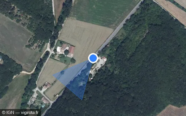 Vue satellite de l'emplacement du radar tourelle à Crest sur D 538