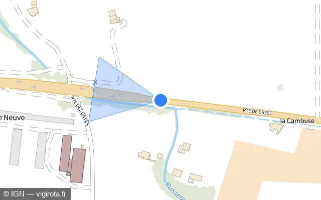 Vue plan de l'emplacement du radar tourelle à Chabrillan sur D 104