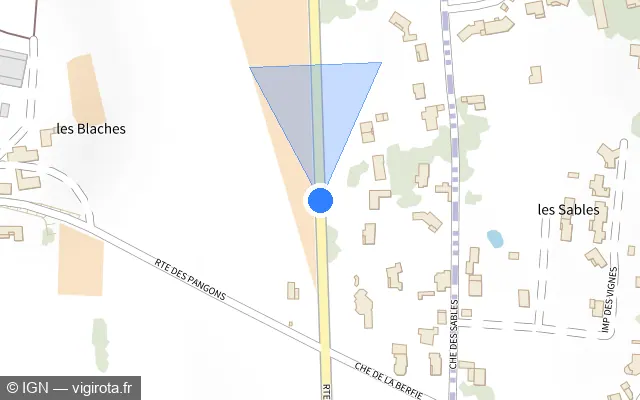 Vue plan de l'emplacement du radar tourelle à Margès sur Route des Dauphins / D 538