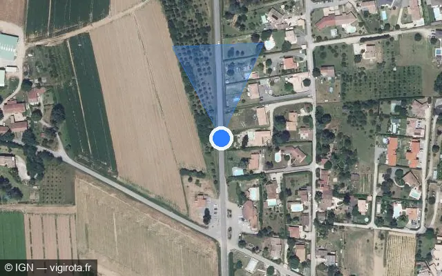 Vue satellite de l'emplacement du radar tourelle à Margès sur Route des Dauphins / D 538
