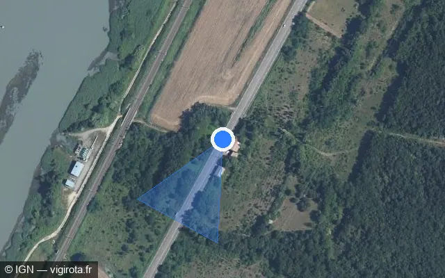 Vue satellite de l'emplacement du radar tourelle à La Coucourde sur Route Nationale 7 / N 7