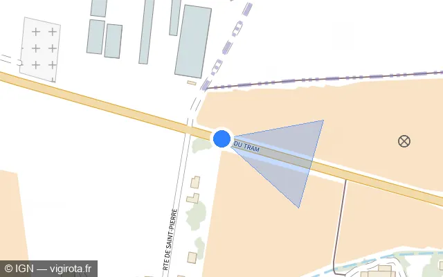 Vue plan de l'emplacement du radar tourelle à Granges-les-Beaumont sur Rue du Tram / D 532