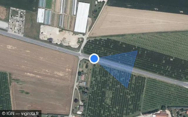 Vue satellite de l'emplacement du radar tourelle à Granges-les-Beaumont sur Rue du Tram / D 532