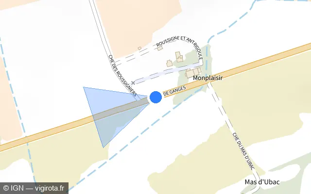 Vue plan de l'emplacement du radar tourelle à La Cadière-et-Cambo sur D 999