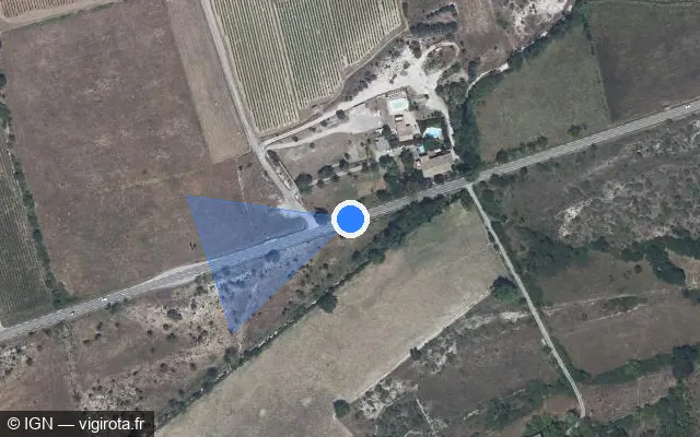 Vue satellite de l'emplacement du radar tourelle à La Cadière-et-Cambo sur D 999