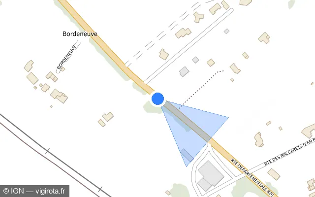 Vue plan de l'emplacement du radar tourelle à Cintegabelle sur Route Nationale 20 / D 820