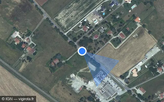 Vue satellite de l'emplacement du radar tourelle à Cintegabelle sur Route Nationale 20 / D 820