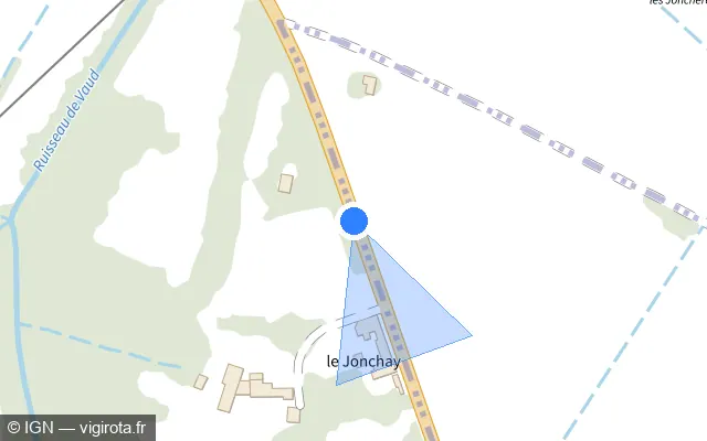Vue plan de l'emplacement du radar tourelle à Saint-Romain-de-Jalionas sur Route de Crémieu / D 517