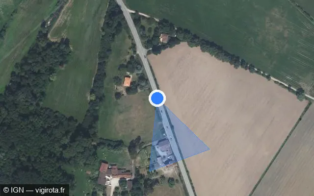 Vue satellite de l'emplacement du radar tourelle à Saint-Romain-de-Jalionas sur Route de Crémieu / D 517