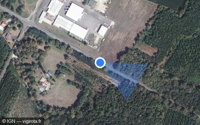 Vue satellite de l'emplacement du radar tourelle à Laglorieuse sur Route du Houga / D 30