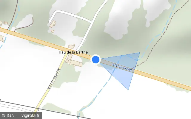 Vue plan de l'emplacement du radar tourelle à Habas sur Route de l'Océan / D 817