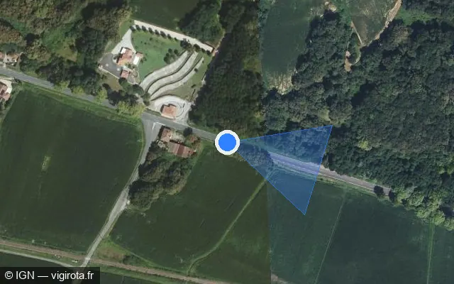 Vue satellite de l'emplacement du radar tourelle à Habas sur Route de l'Océan / D 817