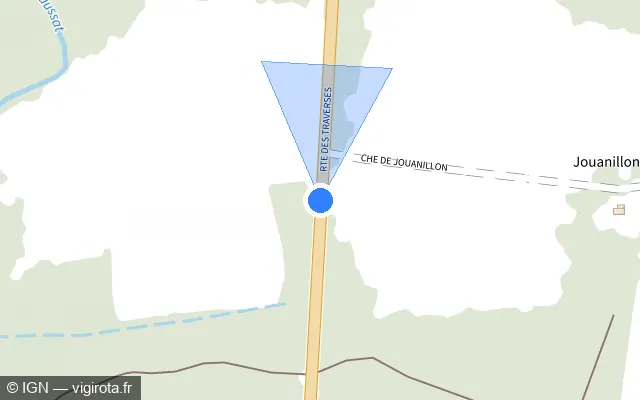 Vue plan de l'emplacement du radar tourelle à Retjons sur Route des Traverses / D 932