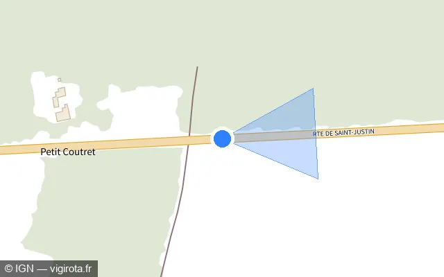 Vue plan de l'emplacement du radar tourelle à Lacquy sur Route de Saint-Justin / D 933N