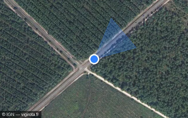 Vue satellite de l'emplacement du radar tourelle à Sanguinet sur Route de Biscarrosse / D 652