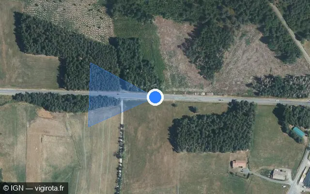Vue satellite de l'emplacement du radar tourelle à Saint-André-de-Chalencon sur D 9