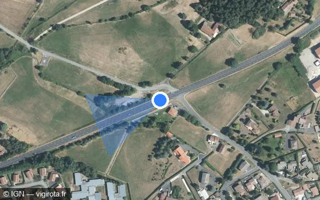 Vue satellite de l'emplacement du radar tourelle à Sainte-Sigolène sur Route de la Guide / D 44