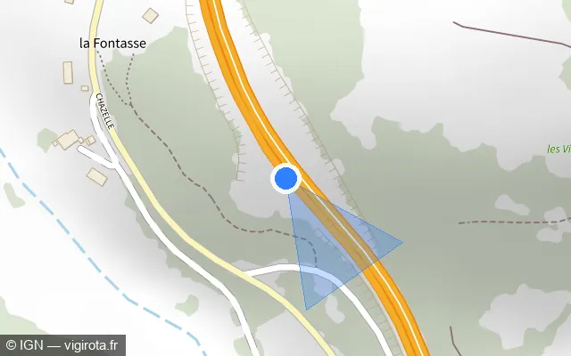 Vue plan de l'emplacement du radar tourelle à Monistrol-sur-Loire sur N 88