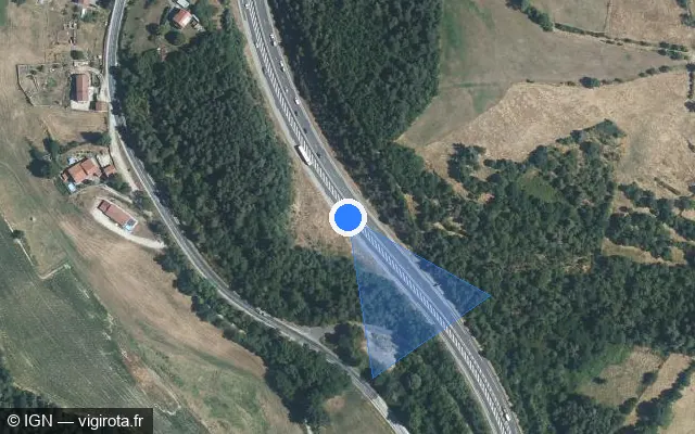 Vue satellite de l'emplacement du radar tourelle à Monistrol-sur-Loire sur N 88