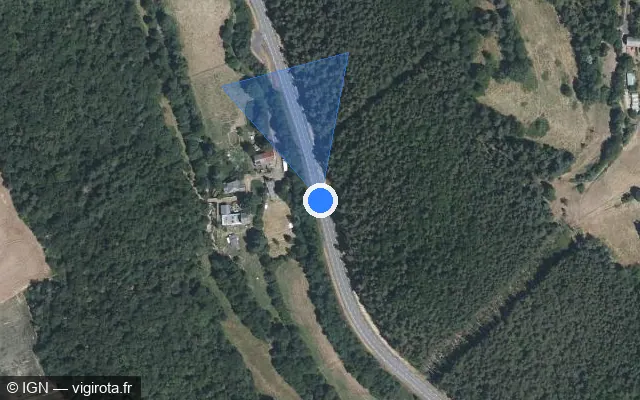 Vue satellite de l'emplacement du radar tourelle à Saint-Julien-du-Pinet sur Route de Retournac / D 103